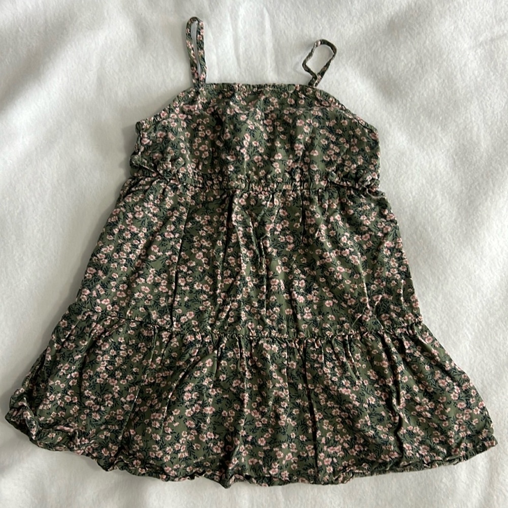 Old Navy Jumper Dress | Green w/ Pink Floral | Size 3T